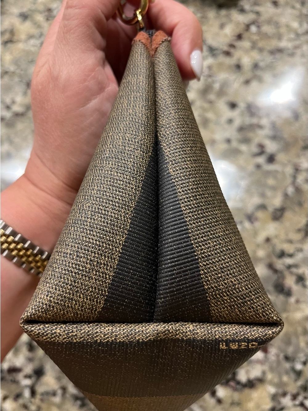 Fendi Brown and Black Striped Pequin Crossbody Bag - Picture 9 of 14